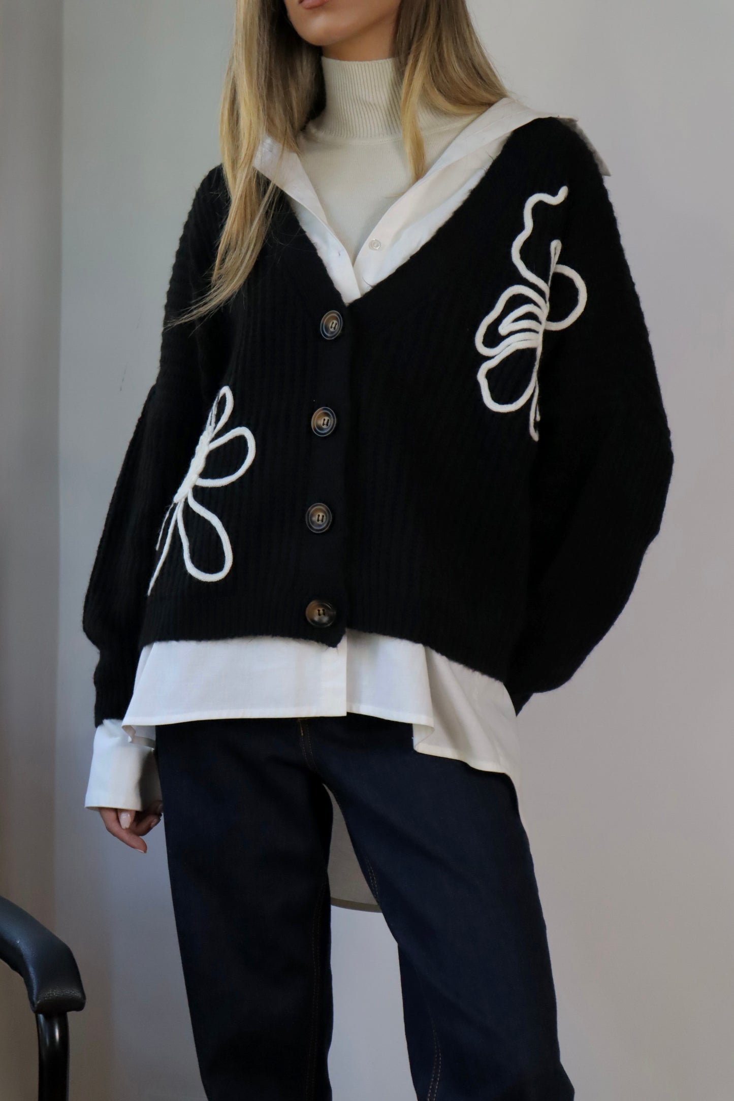 Flowers knit cardigan
