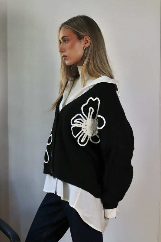 Flowers knit cardigan